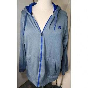 Russell Men's Hood Full Zip Sweatshirt Size 3XL Blue